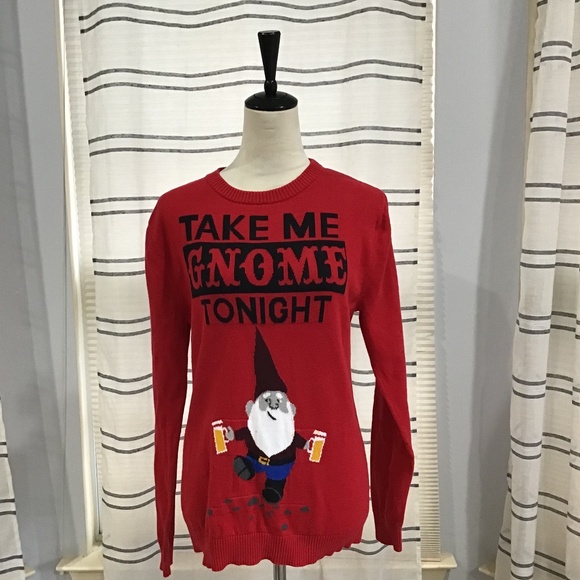 Mossimo Supply Co. Other - Mossimo Men Size SM Cotton Ugly Christmas Sweater Take Me Gnome Tonight Red